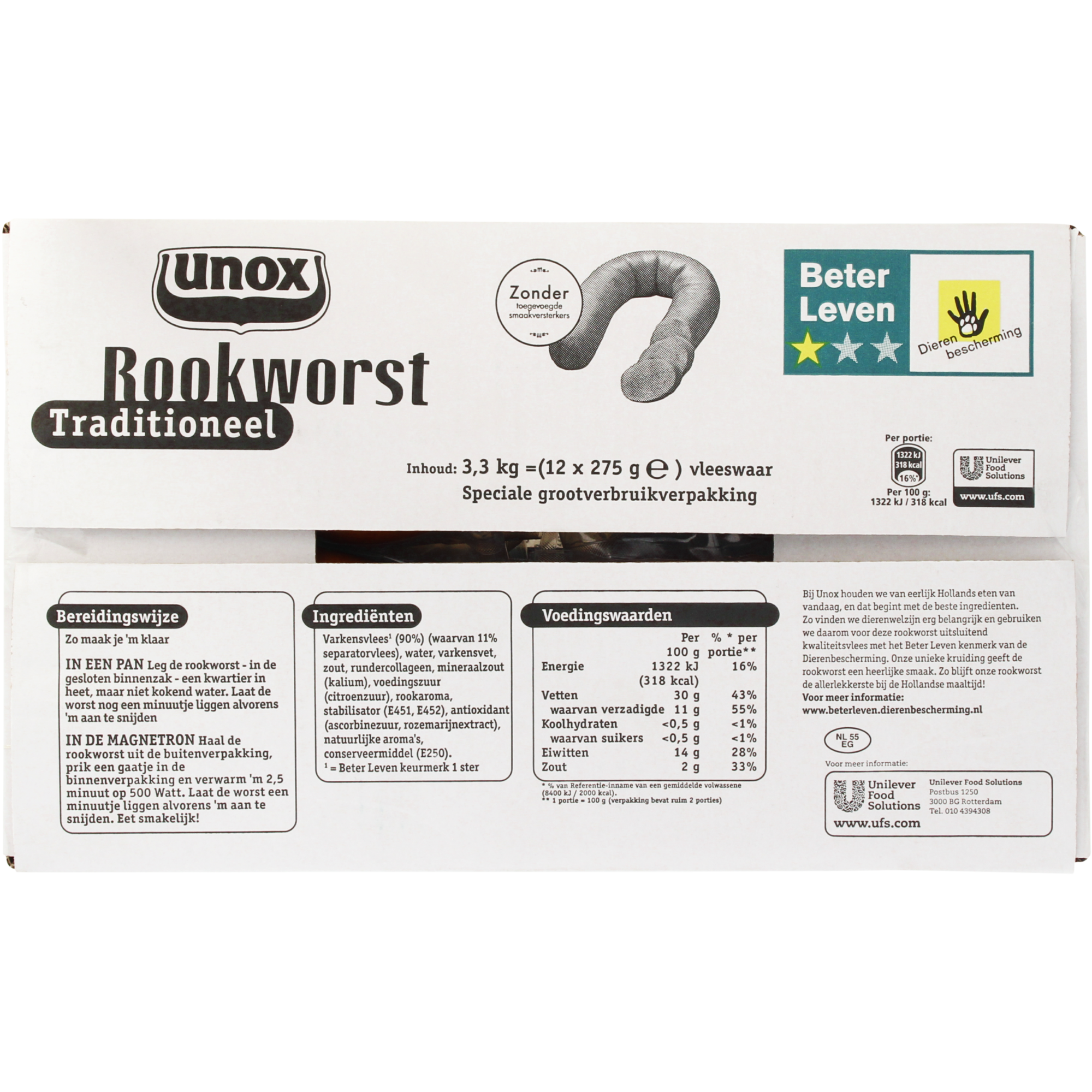 17624 Traditionele rookworst rond 12x275 gr