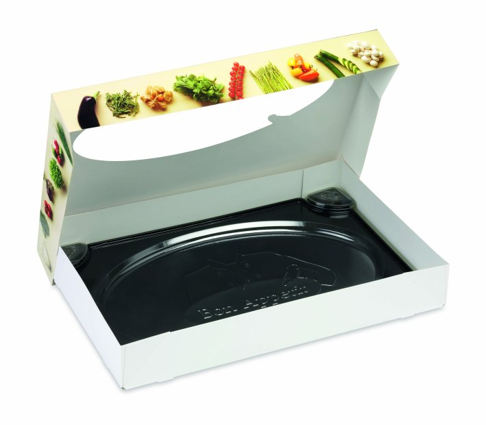 54656 Catering schaal zwart bon appetit 45cm. 1x10 st