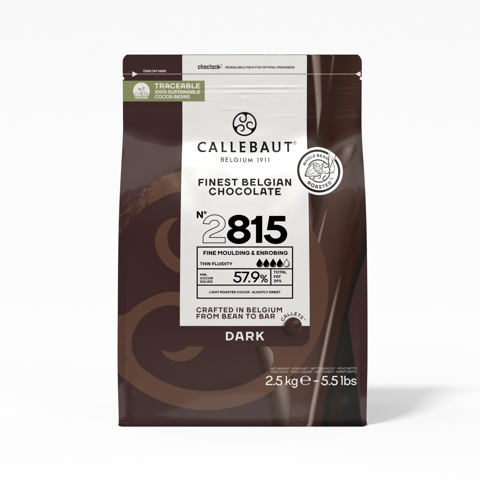 64190 Chocolade callets puur 57,7% 1x2,50 kg