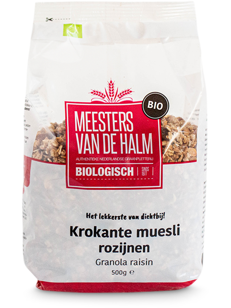 73316 Muesli krokant rozijnen biologisch 6x500 gr